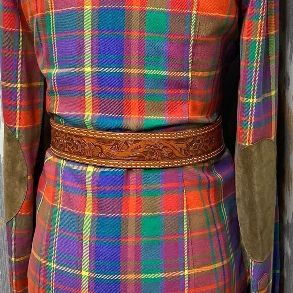 Ralph Lauren Bright Jewel-Tone Check Plaid Cotton Flannel Suede Patch Workshirt - Picture 10 of 16